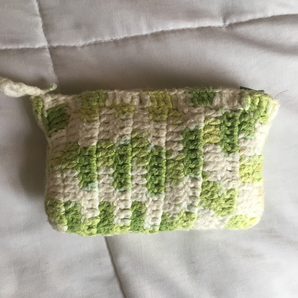 Green knit purse